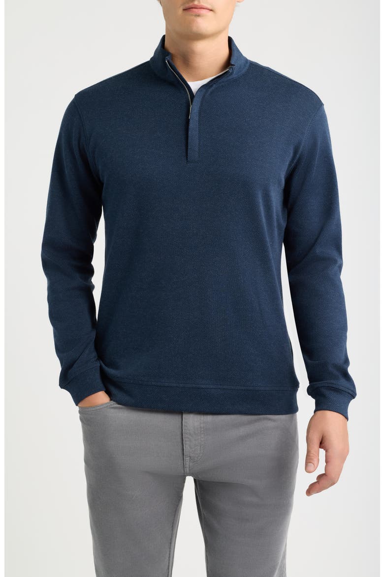 Grant Cotton & Cashmere Quarter Zip Sweater, Main, color, NAVY