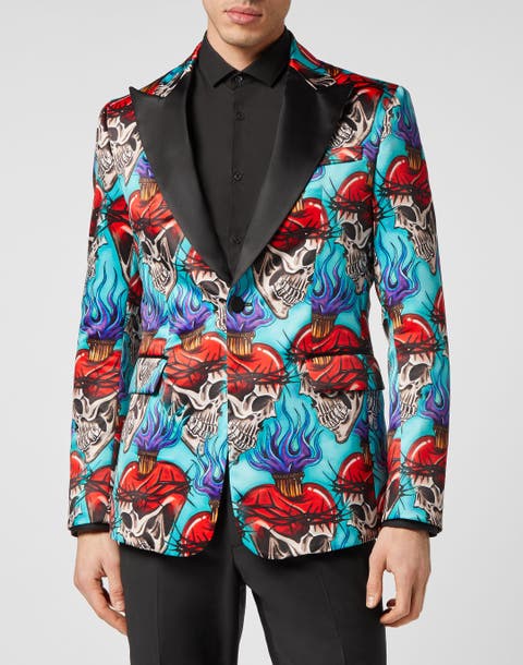 Satin Blazer Lord Fit Love Tattoo Men