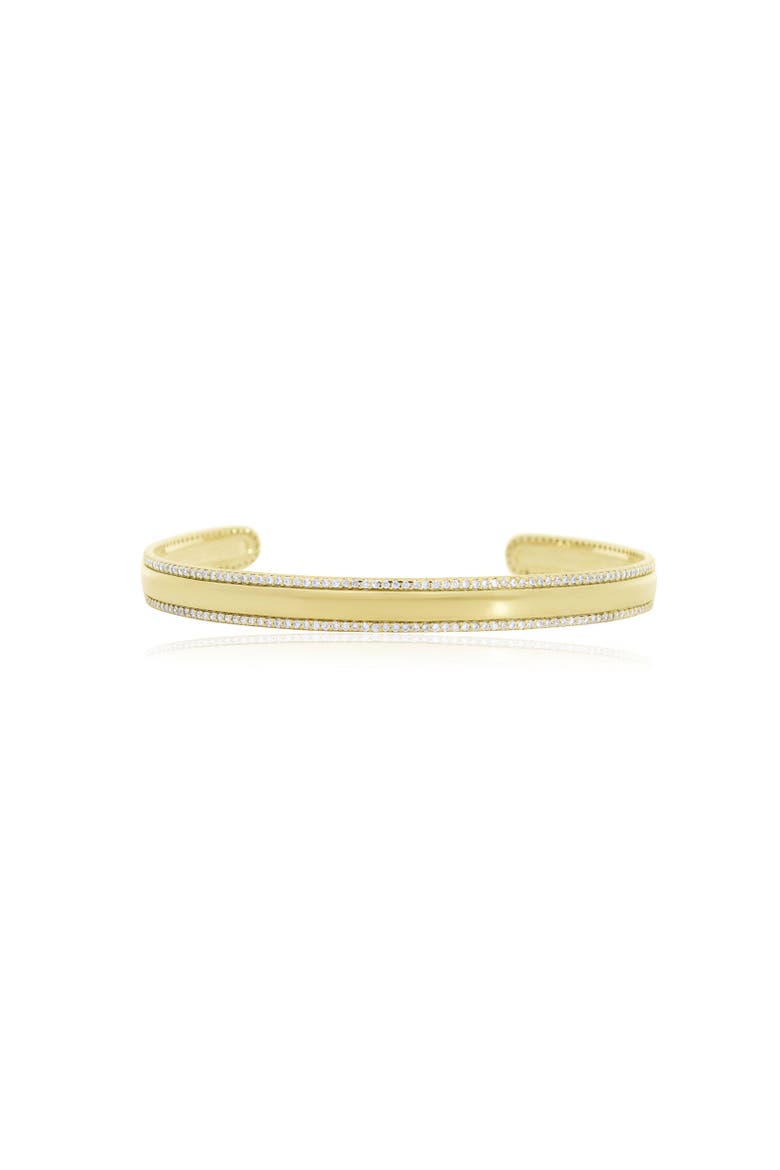 CZ Cuff Border Bangle, Main, color, Gold Plated Sterling Silver