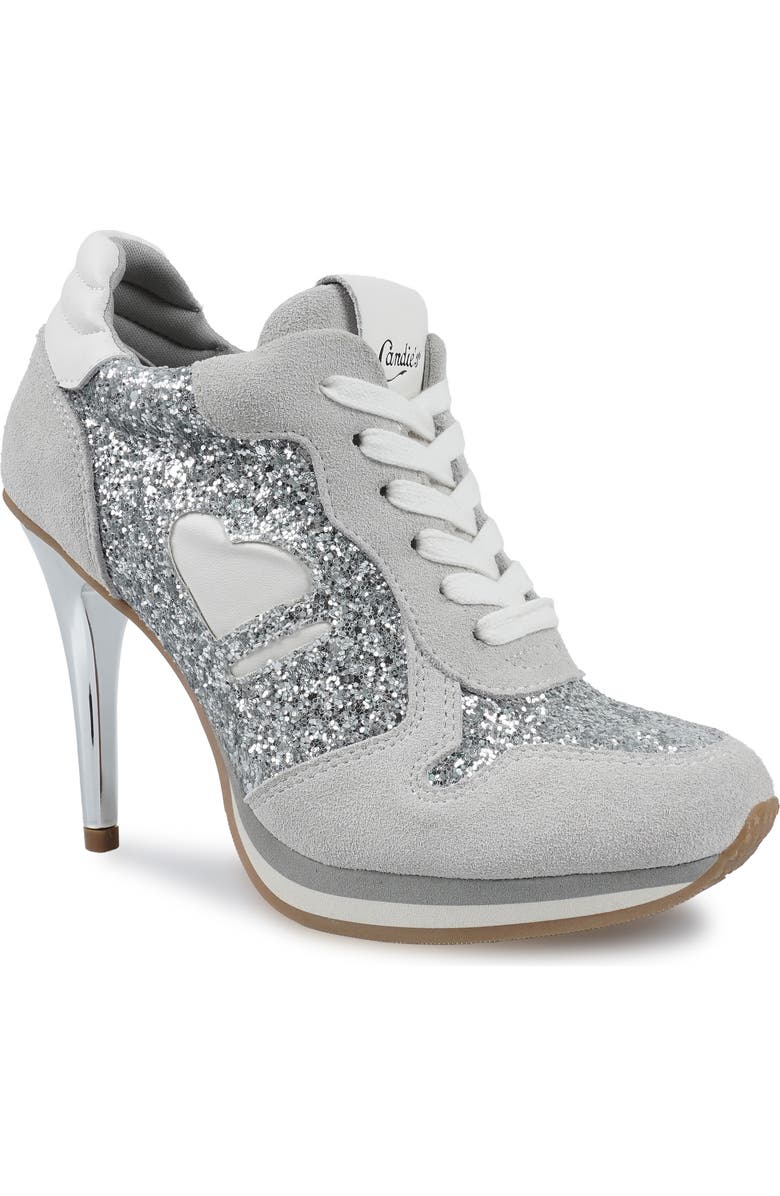 Candie's Percy Platform Pump, Main, color, Grey/ Silver