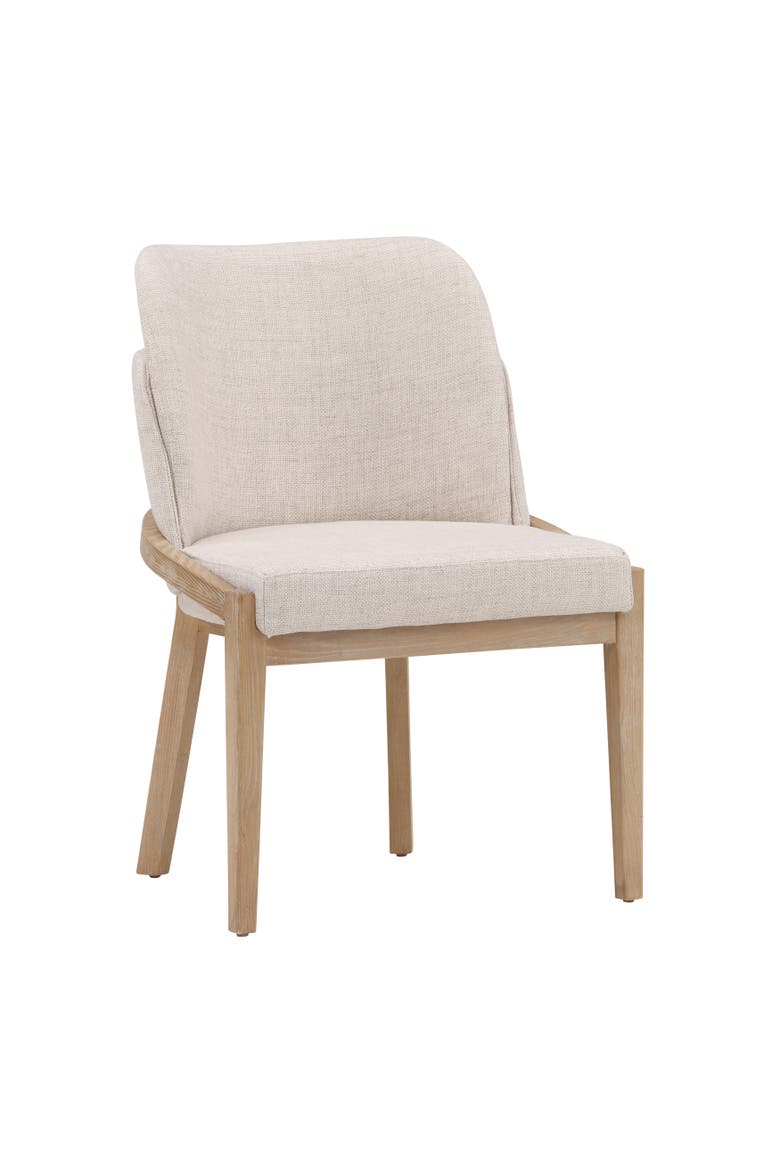 Juna Linen Upholstered Dining Chair with Elm Wood Frame, Main, color, Off-White