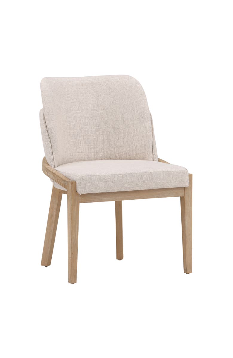 Dovetail Furniture Juna Linen Upholstered Dining Chair with Elm Wood Frame, Main, color, Off-White