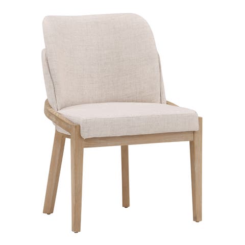 Juna Linen Upholstered Dining Chair with Elm Wood Frame