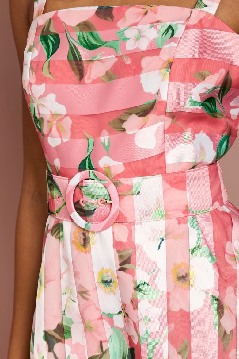 Petite Floral Organza Midi Dress, Alternate, color, Pink