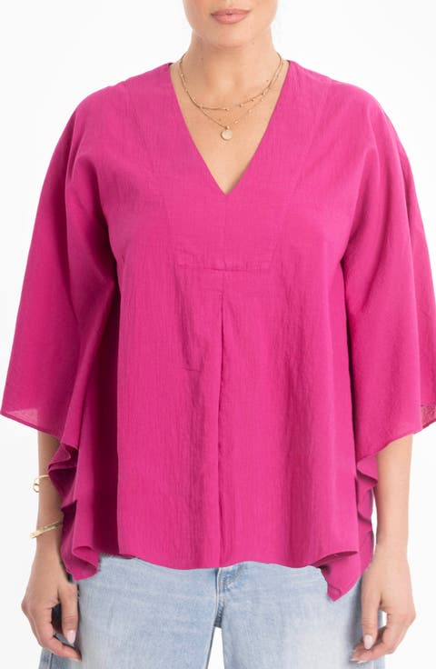 Butterfly Sleeve Cotton Caftan Top