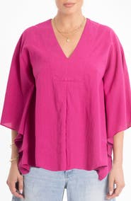ocean+main Butterfly Sleeve Cotton Caftan Top