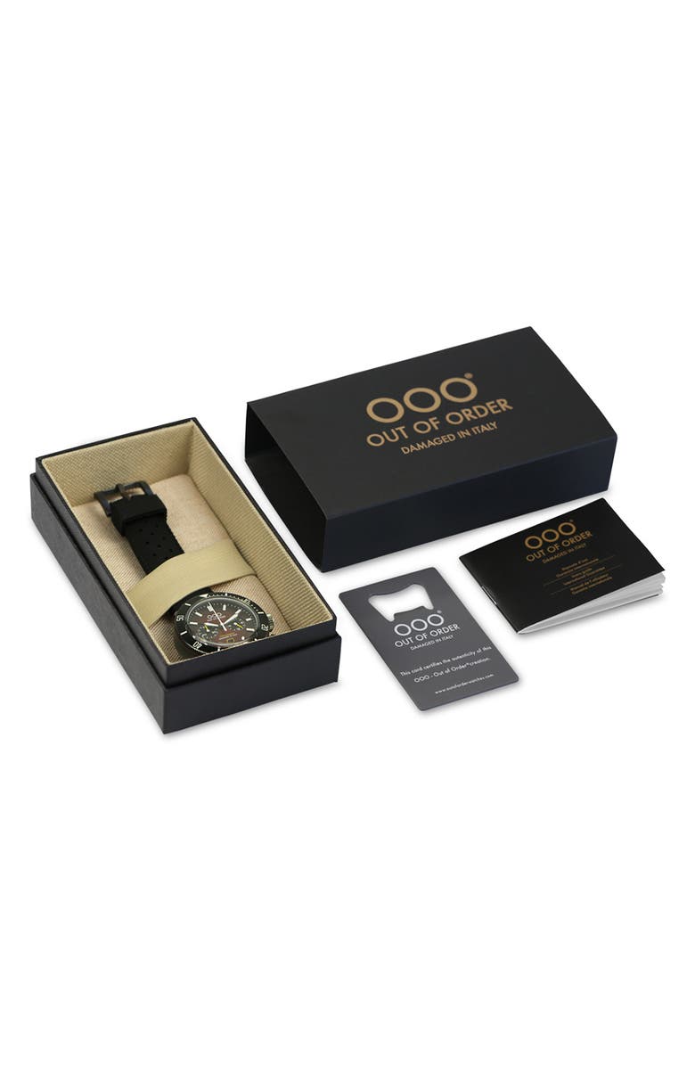 OUT OF ORDER Pilot Cronografo Chronograph Silicone Strap Watch, 43mm, Alternate, color, Red