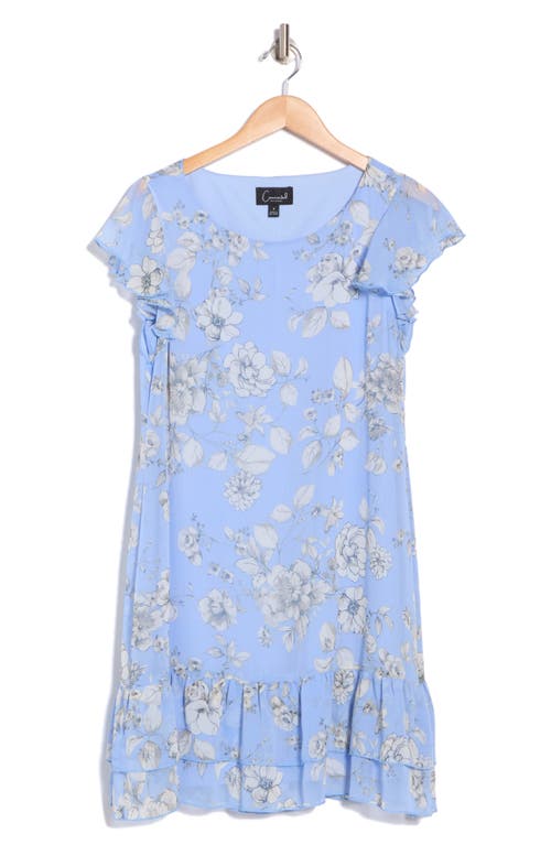 Connected Apparel Flutter Sleeve Chiffon Dress In Peri