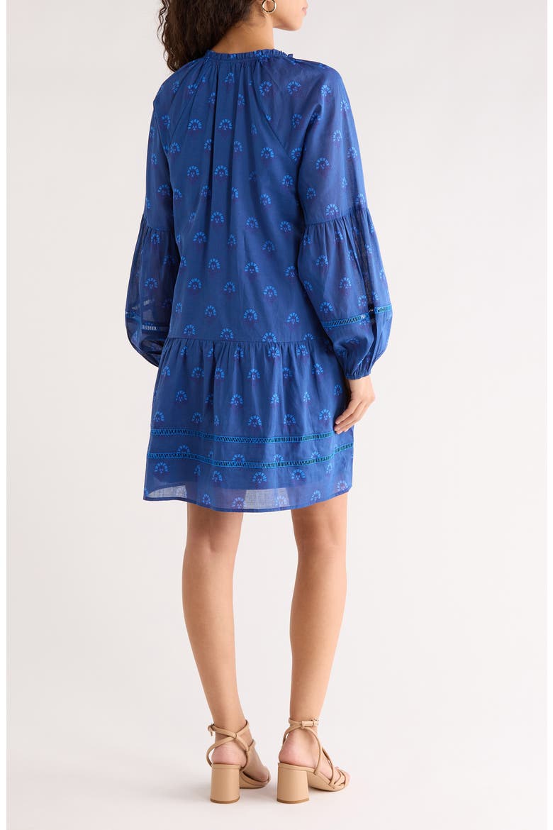 Briza Medallion Print Long Sleeve Minidress, Alternate, color, TEAL-BLUE