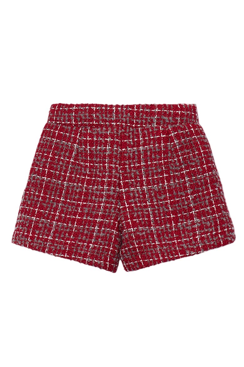Tweed Button Shorts, Alternate, color, Red