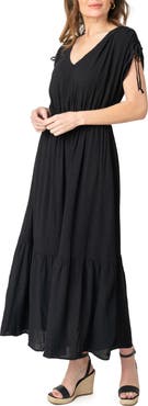 GIBSONLOOK Cinch Sleeve V-Neck Maxi Dress