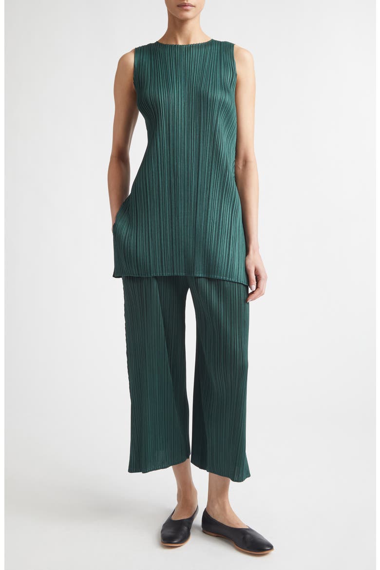 Monthly Colors March Pleated Crop Straight Leg Pants, Alternate, color, DARK GREEN