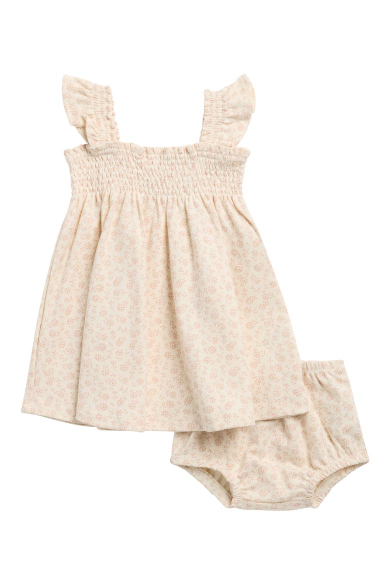 Smocked Organic Cotton Jersey Sundress & Bloomers Set, Main, color, IVORY