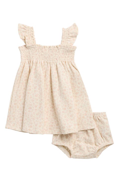 Smocked Organic Cotton Jersey Sundress & Bloomers Set (Baby)