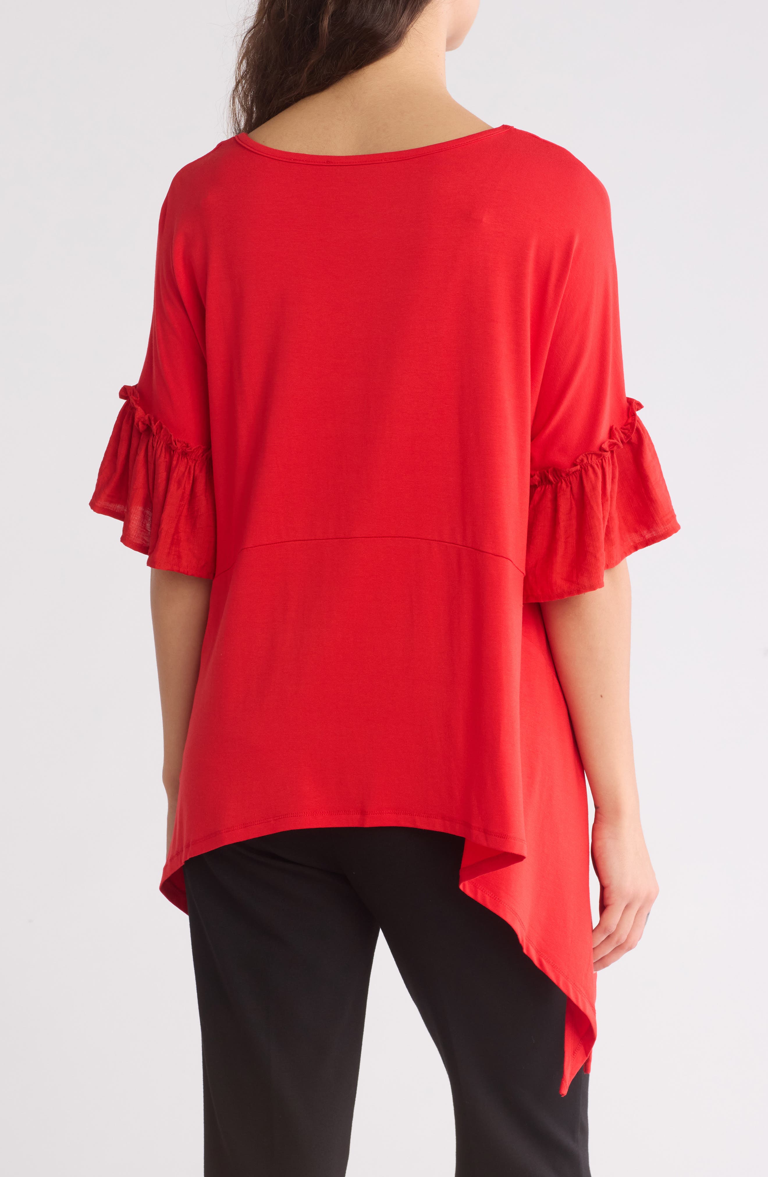 Ruffle Short Sleeve Sharkbite Hem Top - image 4