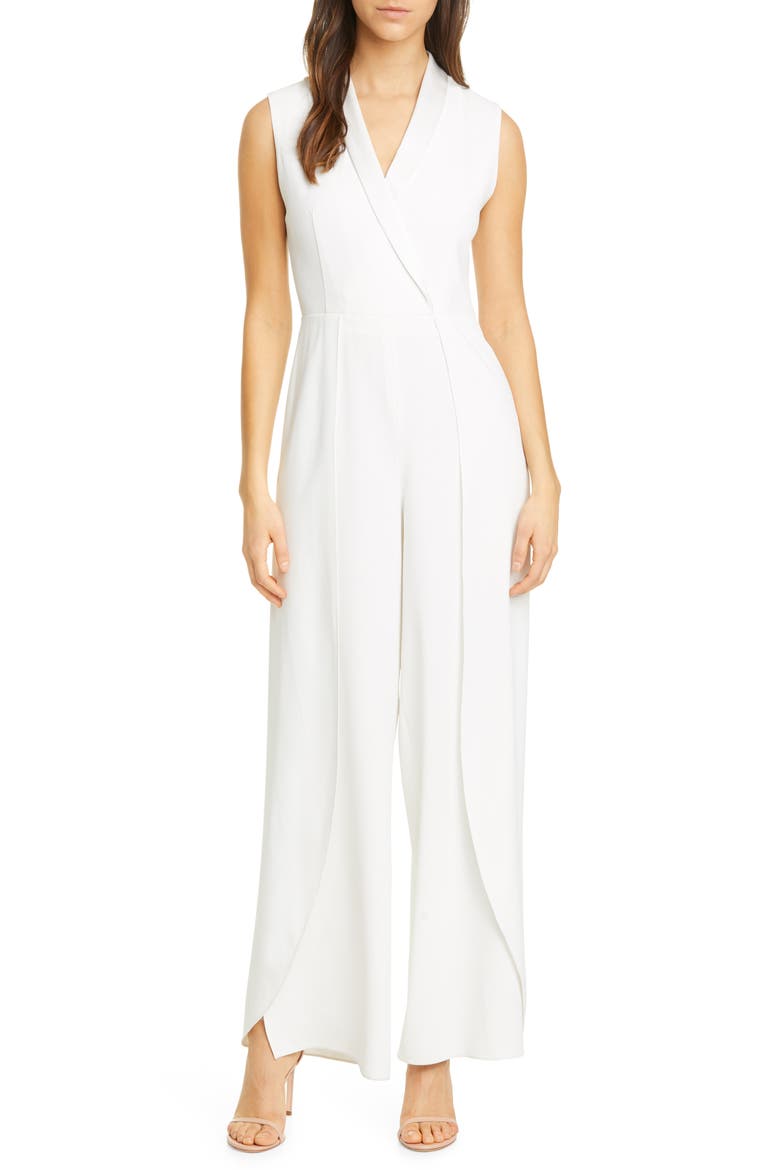 Bebe Shawl Collar Jumpsuit, Main, color, OFF WHITE