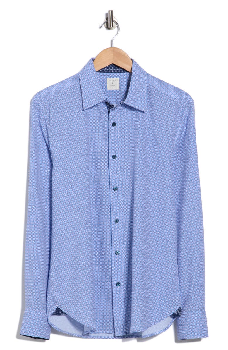 CONSTRUCT Cross Geo Print Stretch Dress Shirt, Alternate, color, Blue Purple