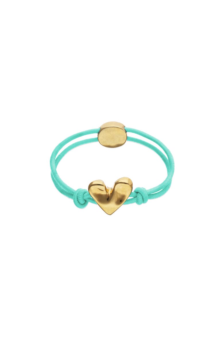 Turquoise Elastic Thread Bracelet With 18K Gold-Plated Heart, Main, color, Gold