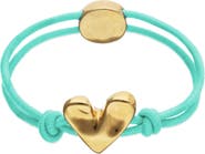 UNODE50 Turquoise Elastic Thread Bracelet With 18K Gold-Plated Heart