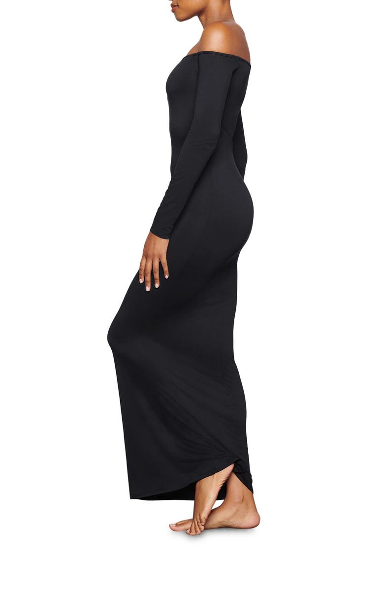 SKIMS Smooth Lounge Off the Shoulder Long Sleeve Dress, Alternate, color,