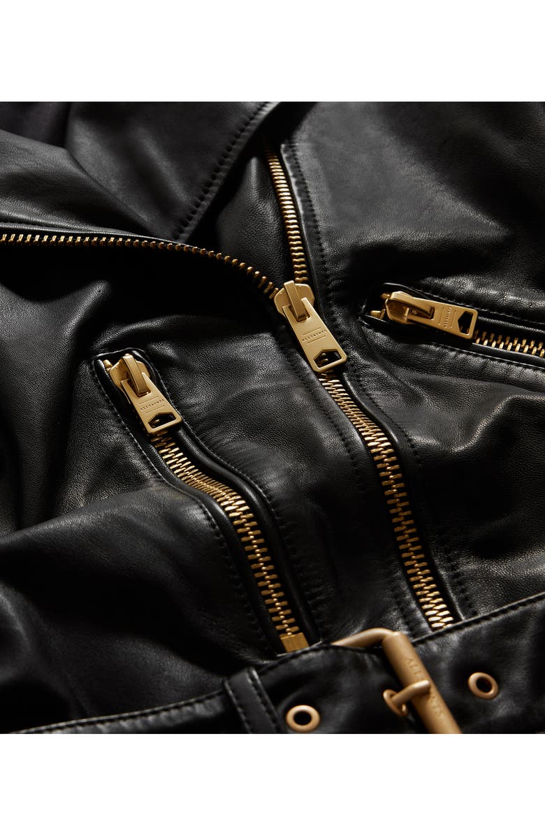 AllSaints Balfern Belted Leather Biker Jacket, Alternate, color, 