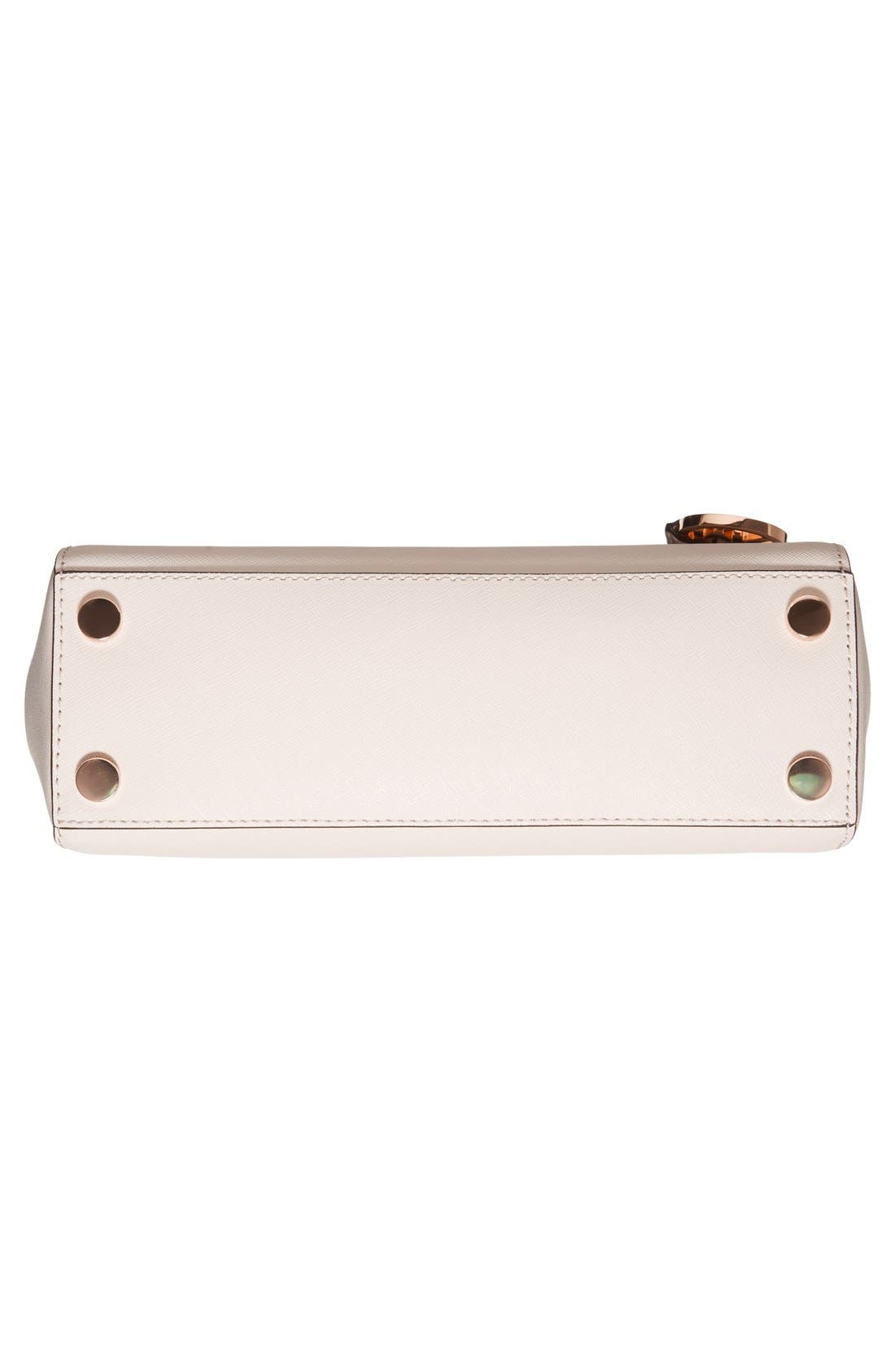 'Small Ava' Saffiano Leather Satchel, Alternate, color, ECRU/ GOLD