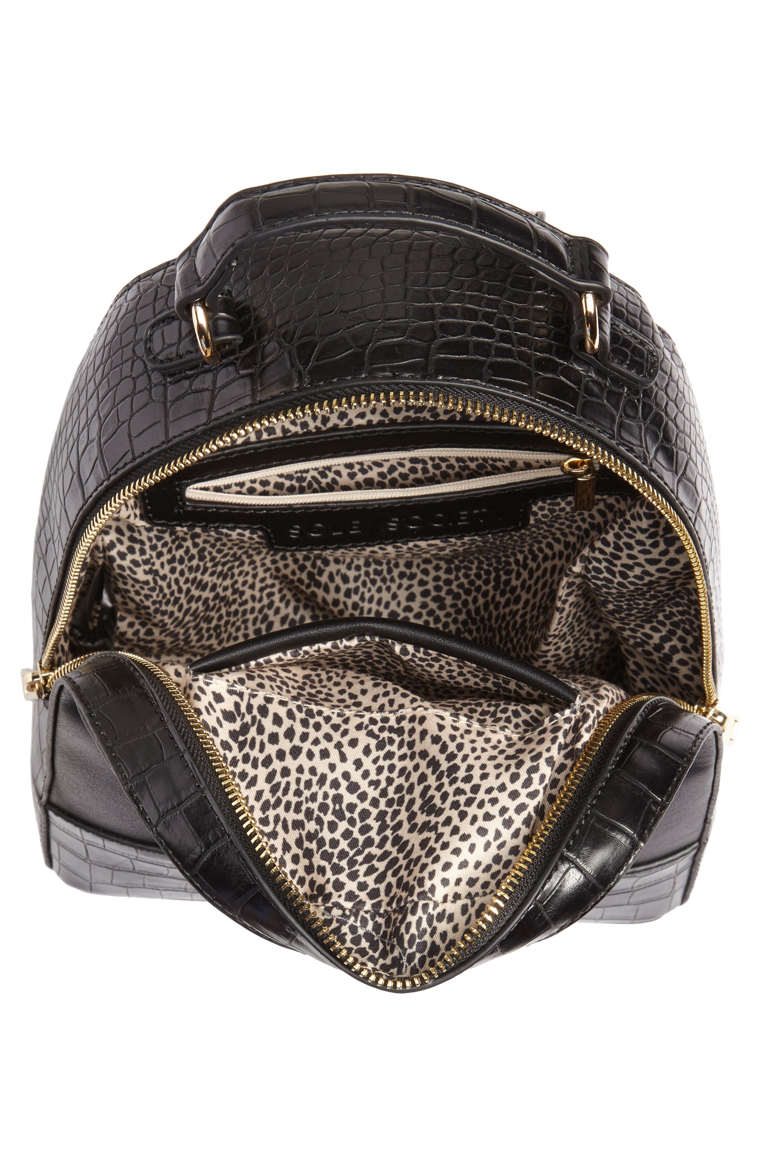 Sole Society Jamya Croc Embossed Faux Leather Backpack, Alternate, color, 
