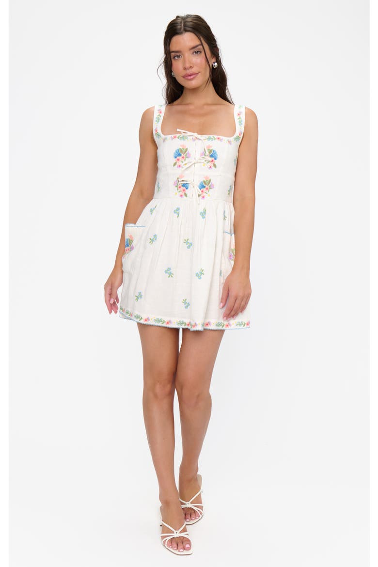 Demi Mini Dress, Alternate, color, Wild Meadow Embroidery