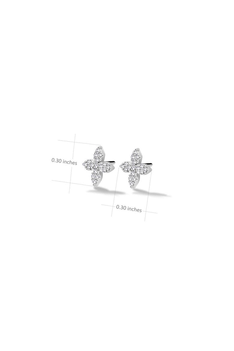 Little Flower Diamond Earrings |  34 natural diamonds | 925 Sterling Silver | Earrings | Pin | White Rhodium, Alternate, color, White Rhodium