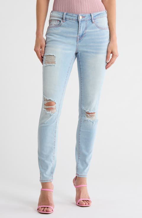 Jennie Curvy Ripped Mid Rise Skinny Jeans (Light Endless)