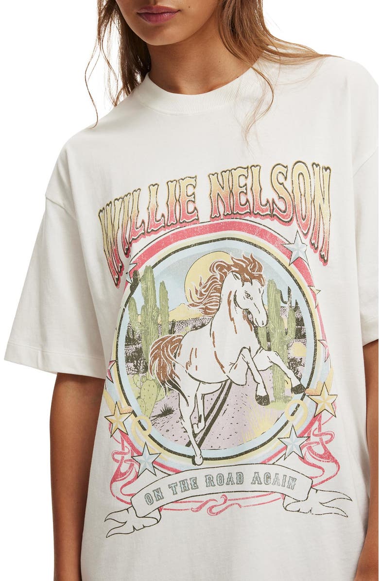 Cotton On Women's The Lcn Music Boxy Graphic Tee, Alternate, color, Willie Nelson Horse