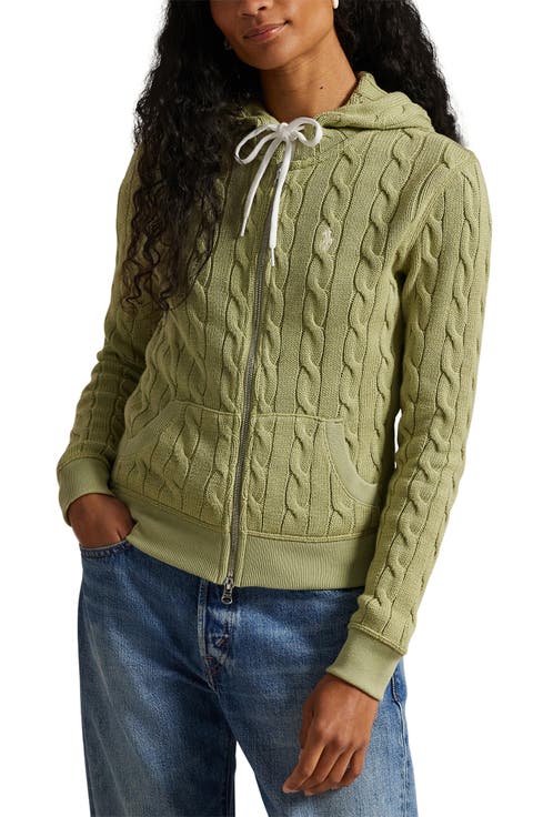 Cable Knit Cotton Zip Hoodie