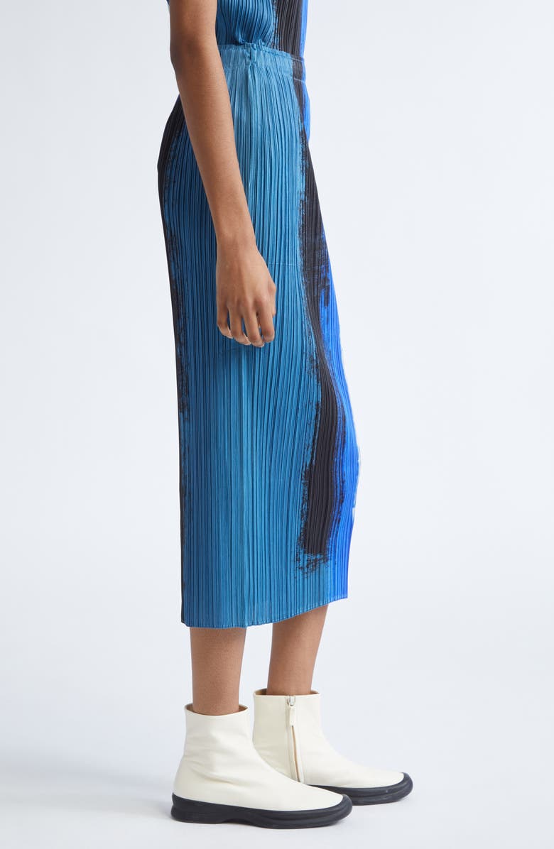 Pleats Please Issey Miyake Jump Print Pleated Skirt, Alternate, color, Blue