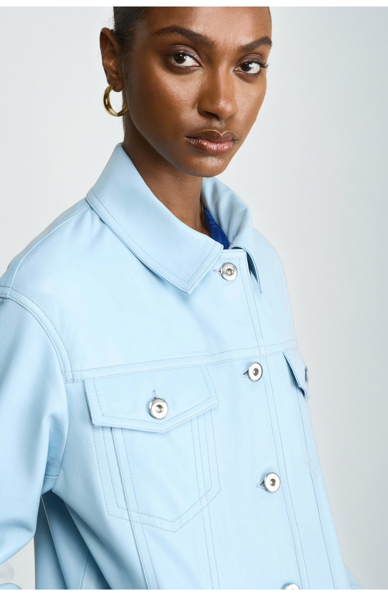 Furniq UK Bobbie Leather Shirt Jacket, Alternate, color, Blue