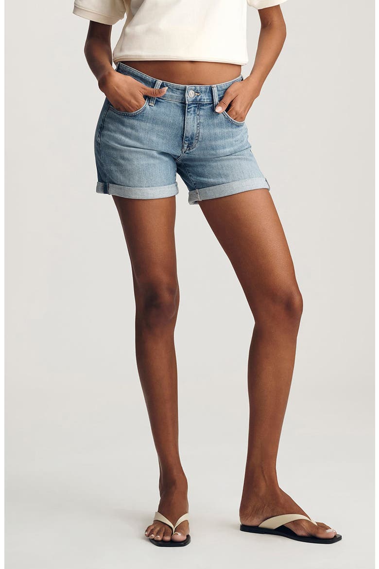 Julia Cuffed Denim Shorts, Main, color, LIGHT BRUSHED FLEX BLUE