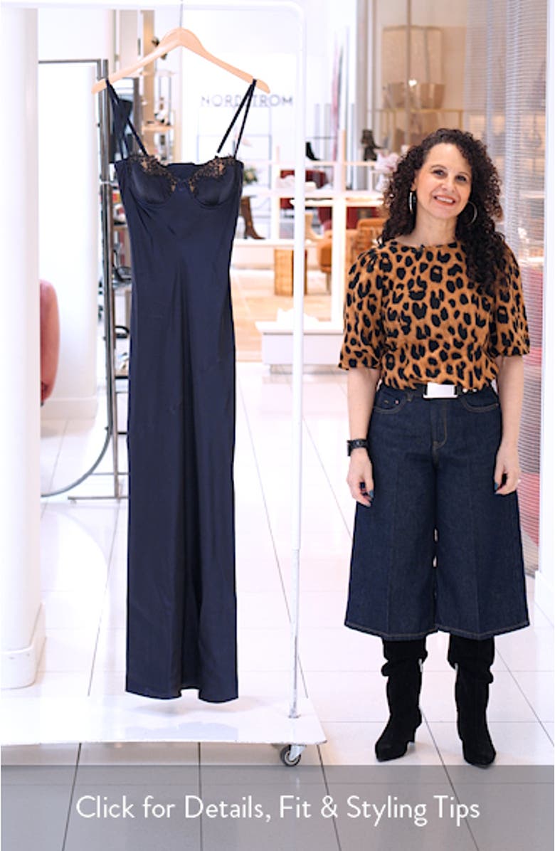 Shayla Lace Trim Silk Satin Maxi Slipdress, sales video thumbnail