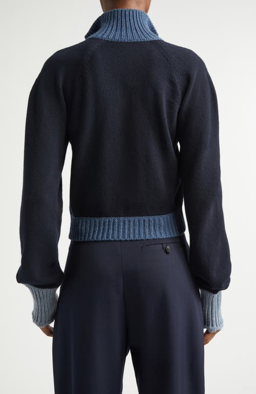 Stella Mccartney Hybrid Knit Bomber Jacket In Blue