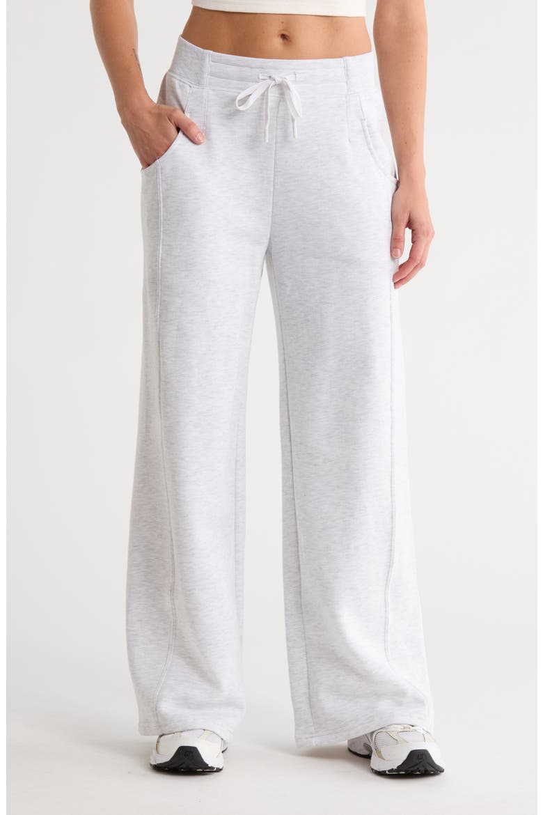 Fleece Wide Leg Pants, Main, color, HEATHER LIGHT GREY