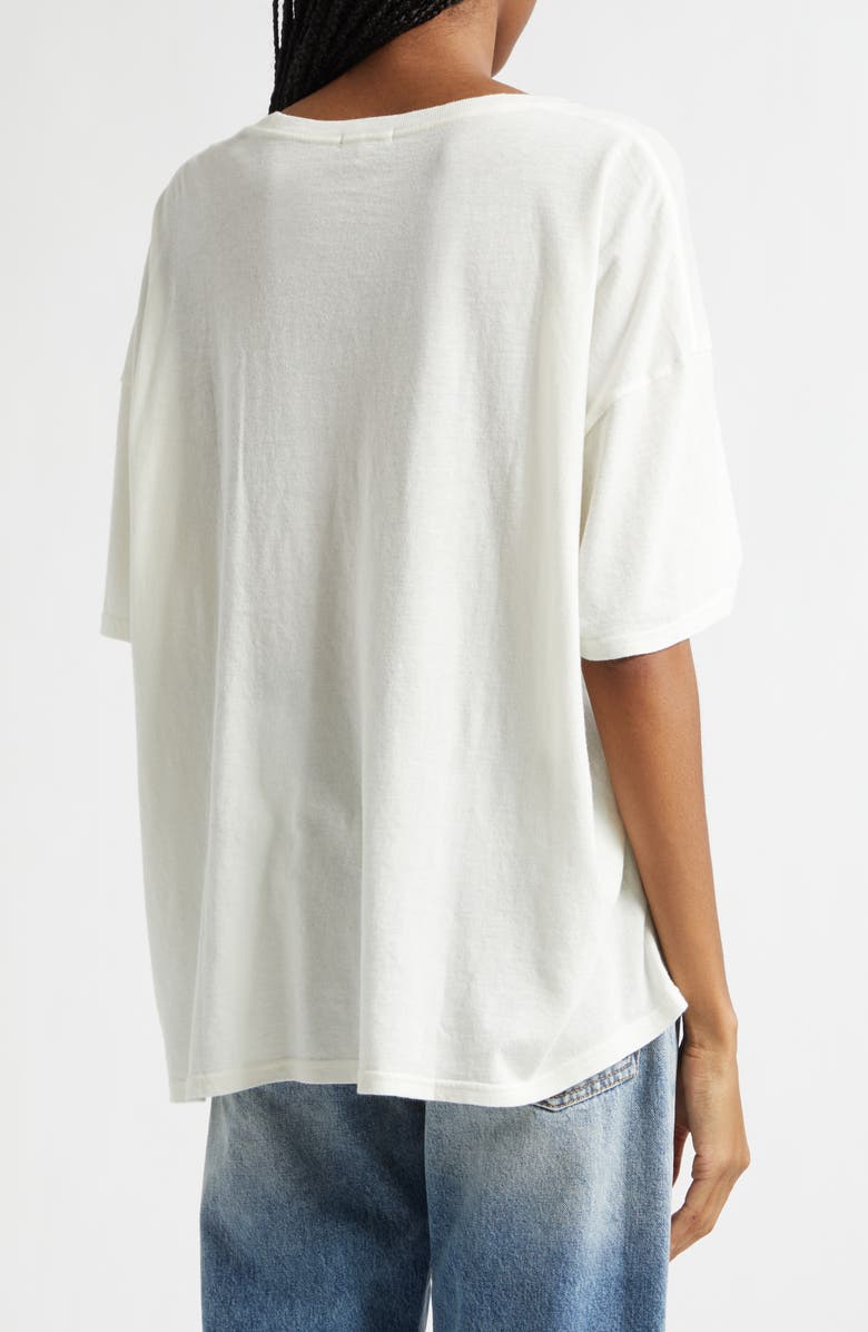 R13 I Don't Care Relaxed Fit Cotton & Cashmere Graphic T-Shirt, Alternate, color, Ecru White