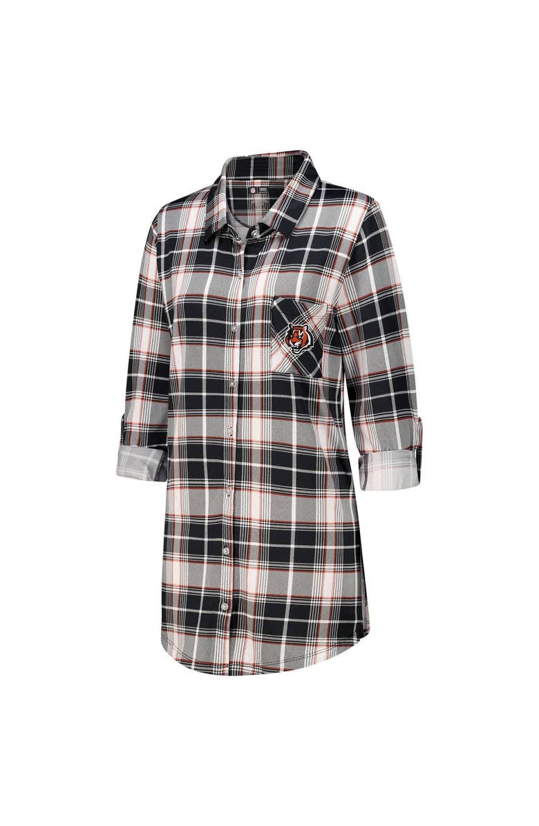 CONCEPTS SPORT Women's Concepts Sport Black Cincinnati Bengals Ashford Plaid Knit Nightshirt, Alternate, color, Black