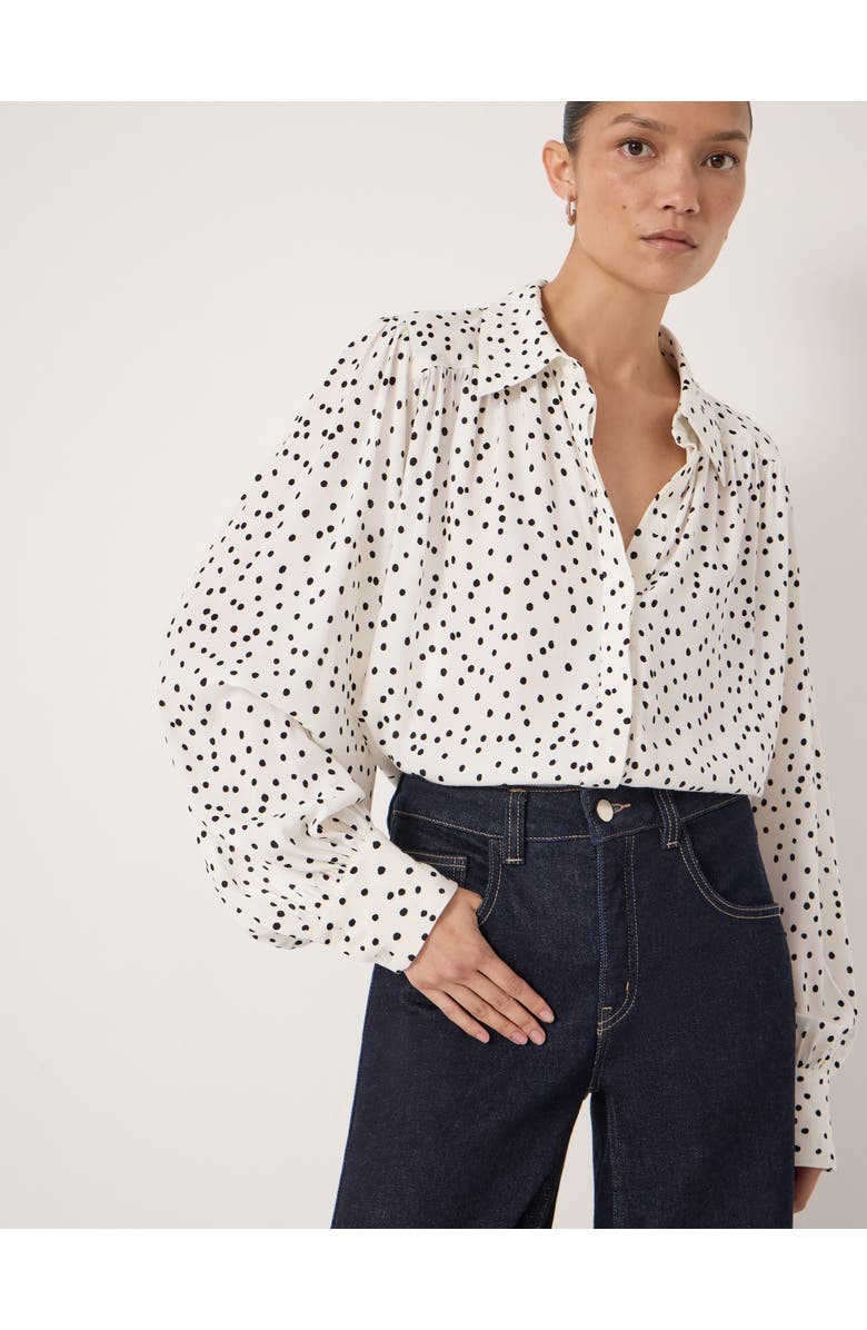 Hush Sigrid Polka Dot Long Sleeve Shirt, Main, color, Tiny Polka Dot White