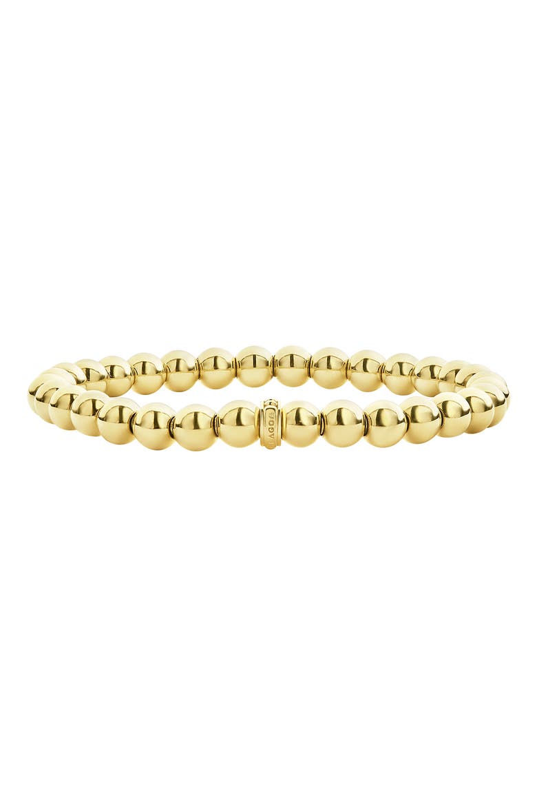 Caviar Gold Ball Stretch Bracelet, Main, color, YELLOW GOLD