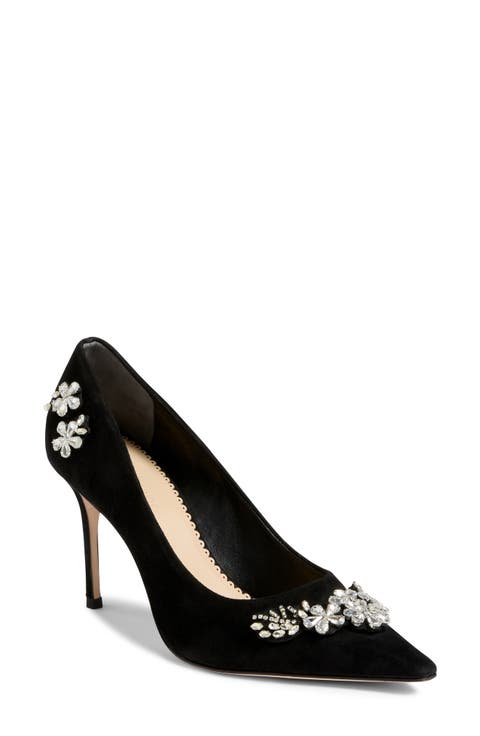 Appliqué Pointed Toe Pump