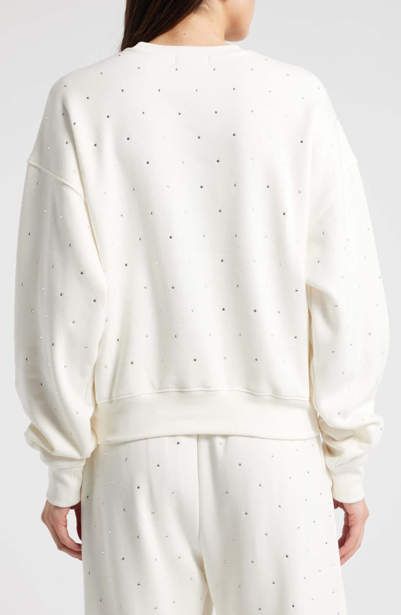 Good American Crystal Embellished Sweatshirt, Alternate, color, Cloud White001