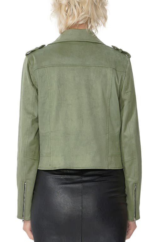 Kimi & Kai Willa Faux Suede Moto Jacket In Green