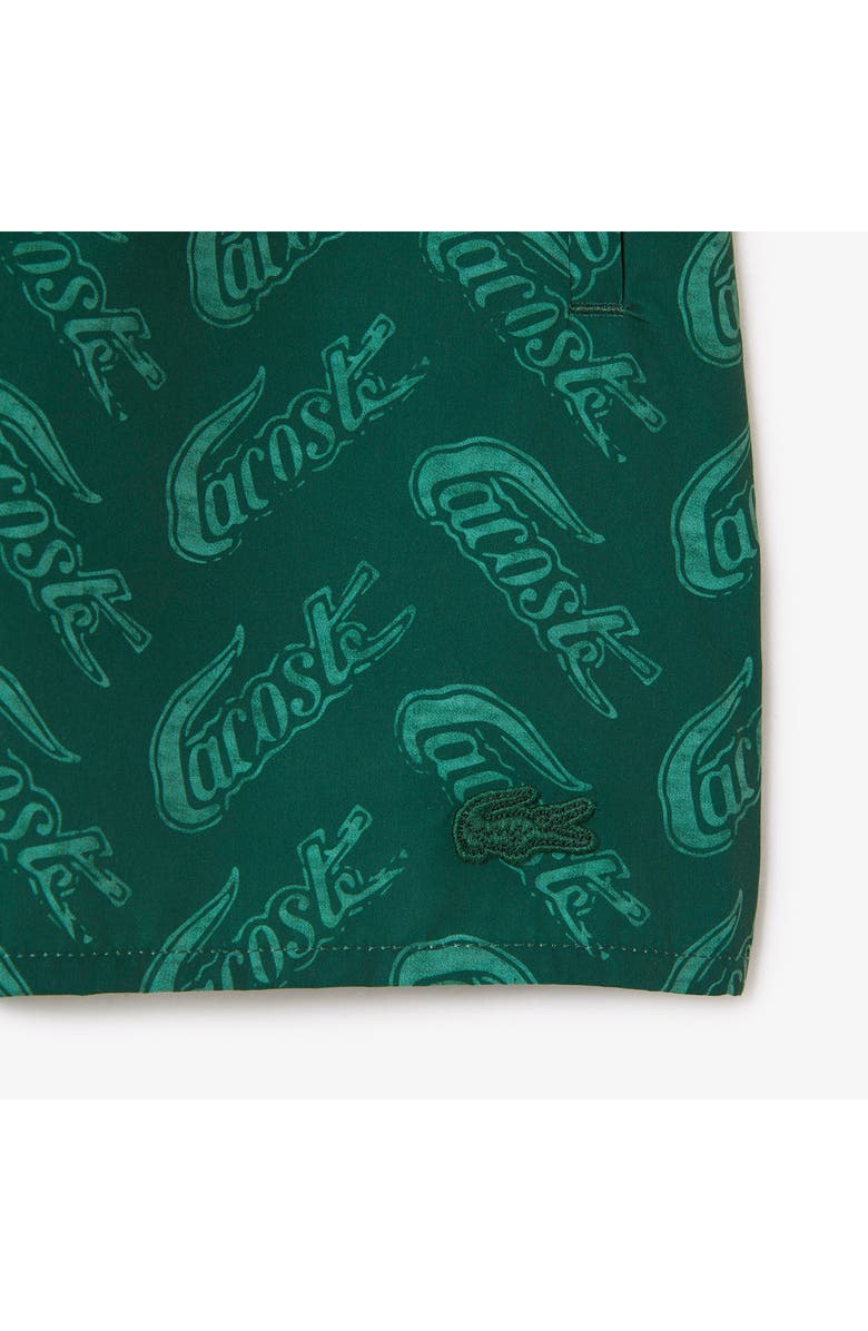 Lacoste Logo Print Cotton Swim Trunks, Alternate, color, 
