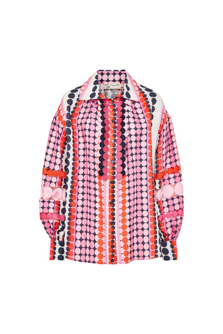 Over Sized Printed Linen Statement Blouse, Main, color, Multicolour