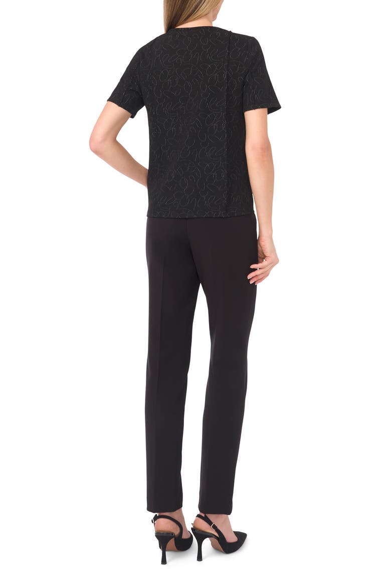 Pintuck Crepe Knit Jacquard Top, Alternate, color, RICH BLACK