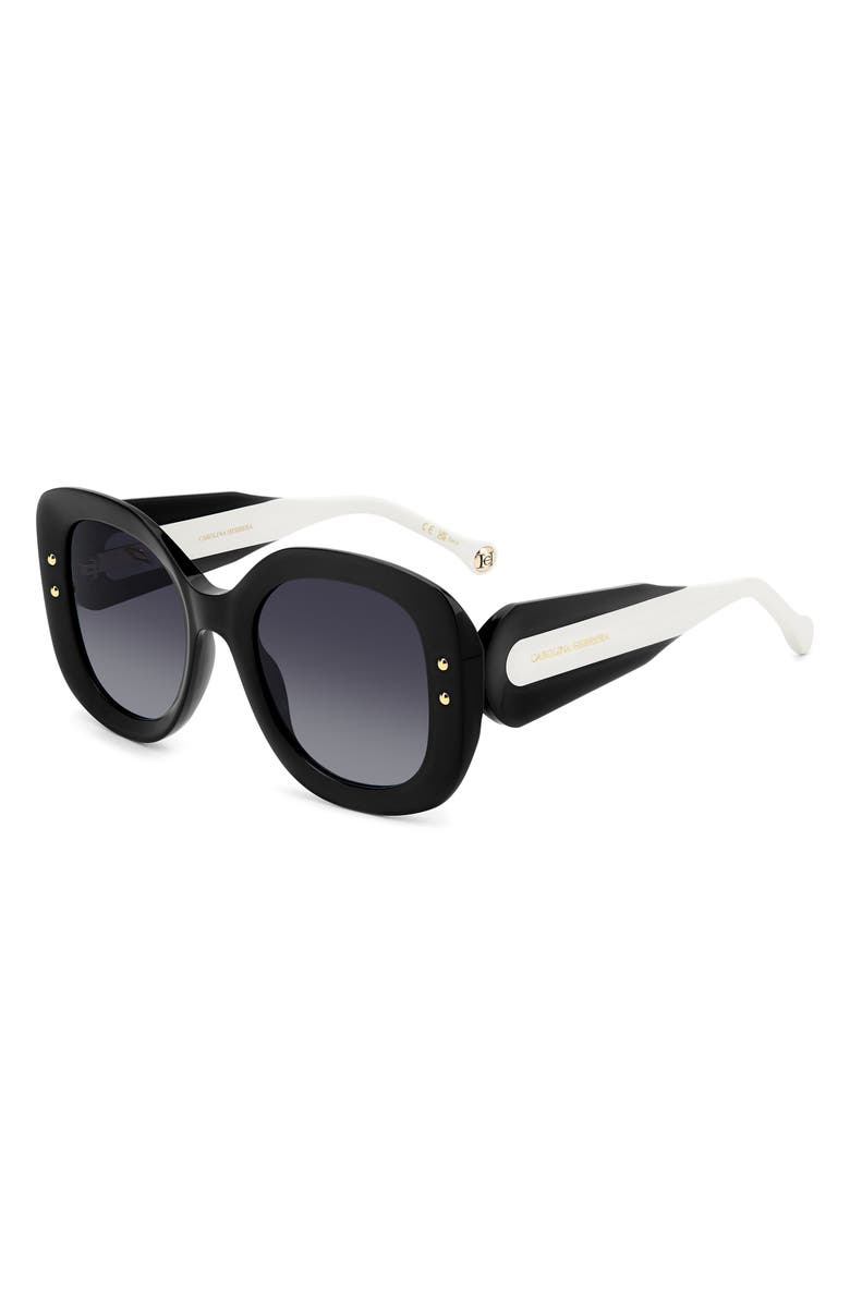 Carolina Herrera 53mm Gradient Rectangular Sunglasses with Removable Chain, Alternate, color, Black/ Dark Grey Sf