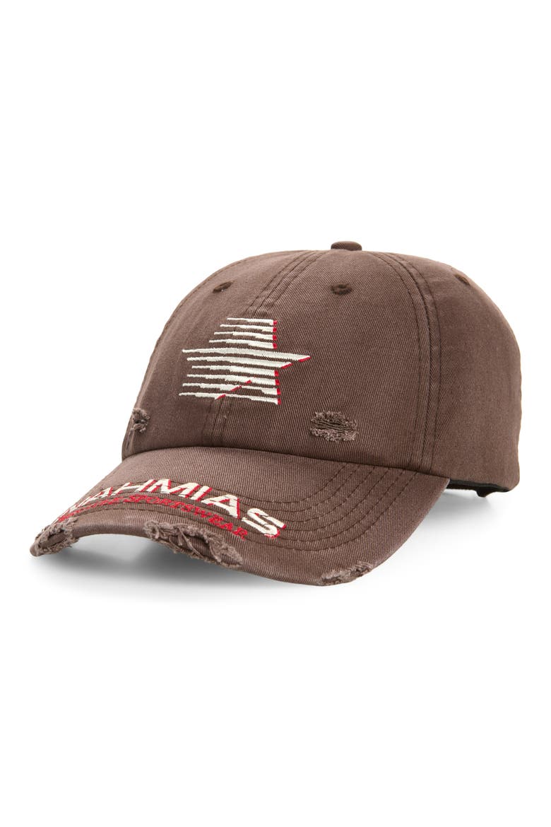 Distressed Miracle Sportswear Adjustable Baseball Cap, Main, color, WORN BLACK